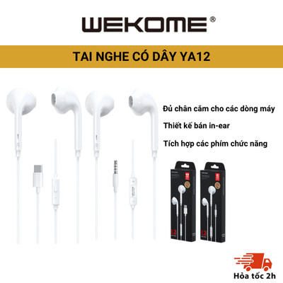 Tai nghe có dây YA12  , có mic âm thanh cao cấp dùng cho iph, samsung, android, laptop, PC, tablet...