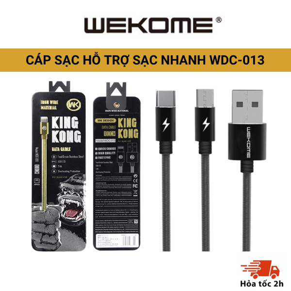 Cáp sạc hỗ trợ sạc nhanh cao cấp WEKOMRE WDC-013 - hộp kim loại, thân dây lò xò độc đáo