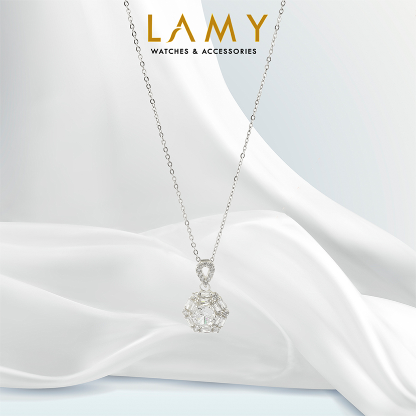Dây chuyền bạc nữ CDE Sparkling White Crystal Necklace Silver CDE6154SV