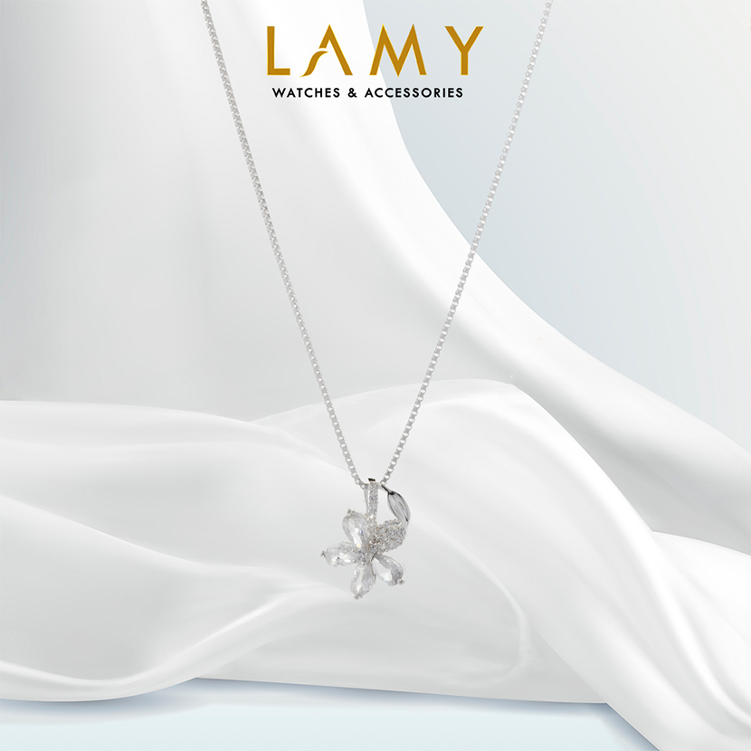 Dây chuyền bạc nữ CDE Sparking Champa Flower Neckplace Silver CDE6143SV
