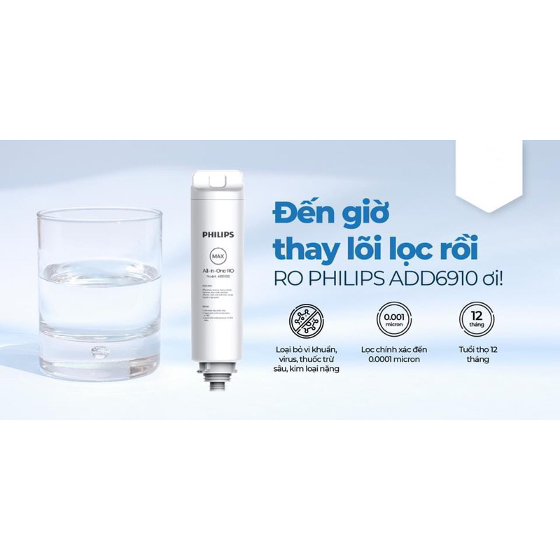 Lõi lọc RO All-in-one Philips ADD550 - Dành cho dòng máy lọc nước để bàn Phiips ADD6910 - Hàng chính hãng