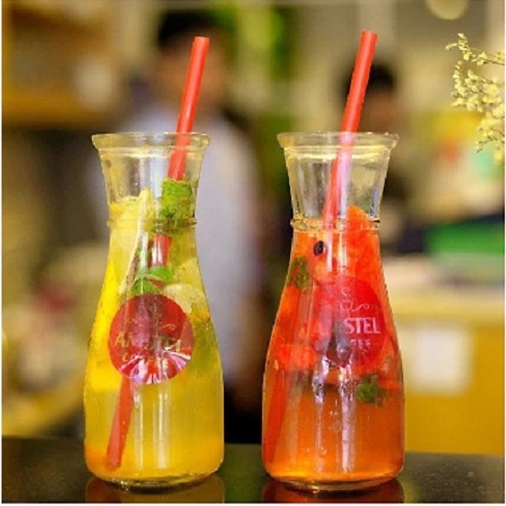 SET 2 LY THỦY TINH EO CAO 350ML ĐỰNG SINH TỐ, TRÁI CÂY, NƯỚC ÉP, TRÀ