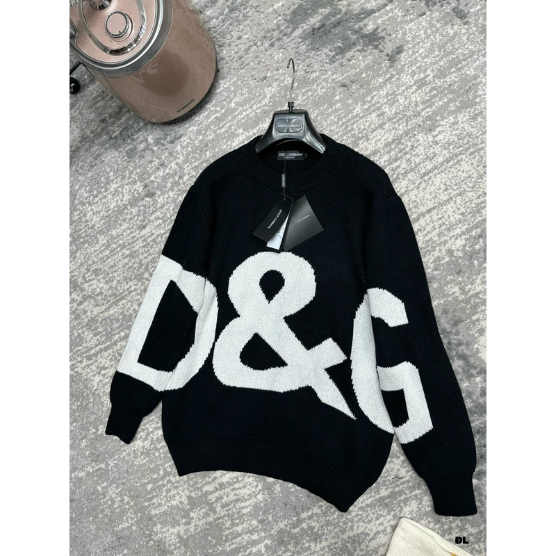 Áo Sweater len - Dolce Gabana - DG Big logo knit Stock Black New2023
