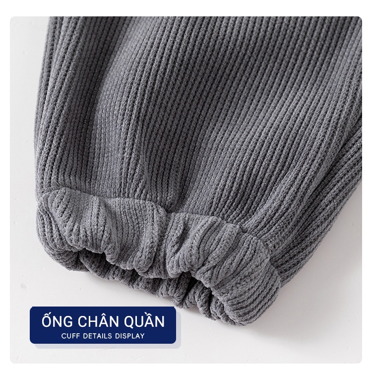 Quần nỉ cho bé WELLKIDS quần dài trơn bé trai thu đông 2023