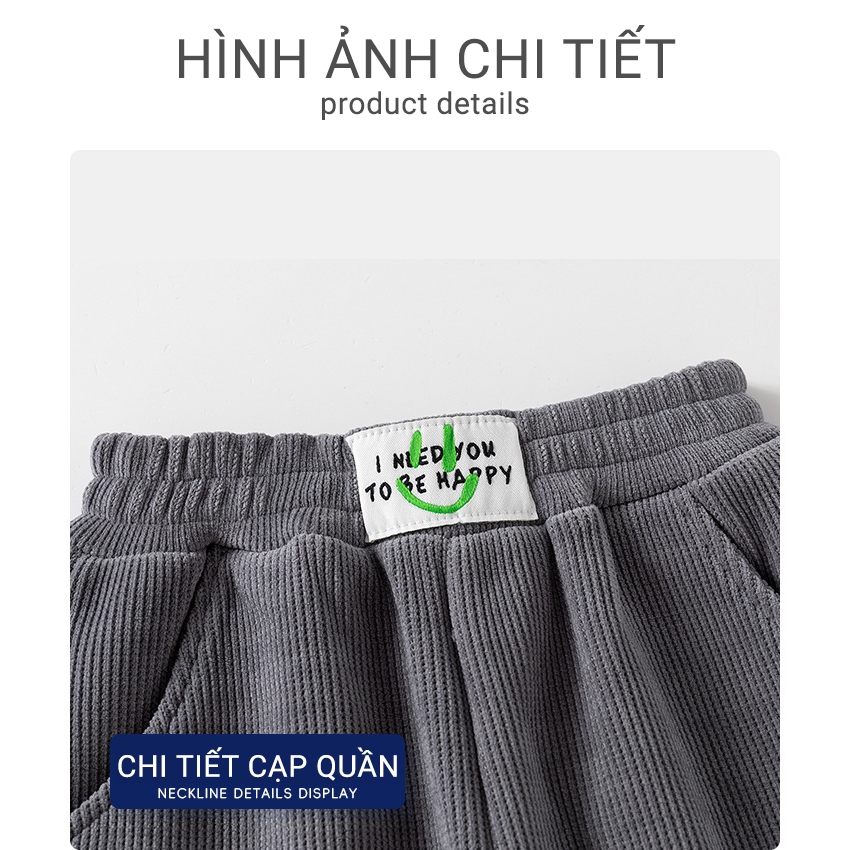 Quần nỉ cho bé WELLKIDS quần dài trơn bé trai thu đông 2023
