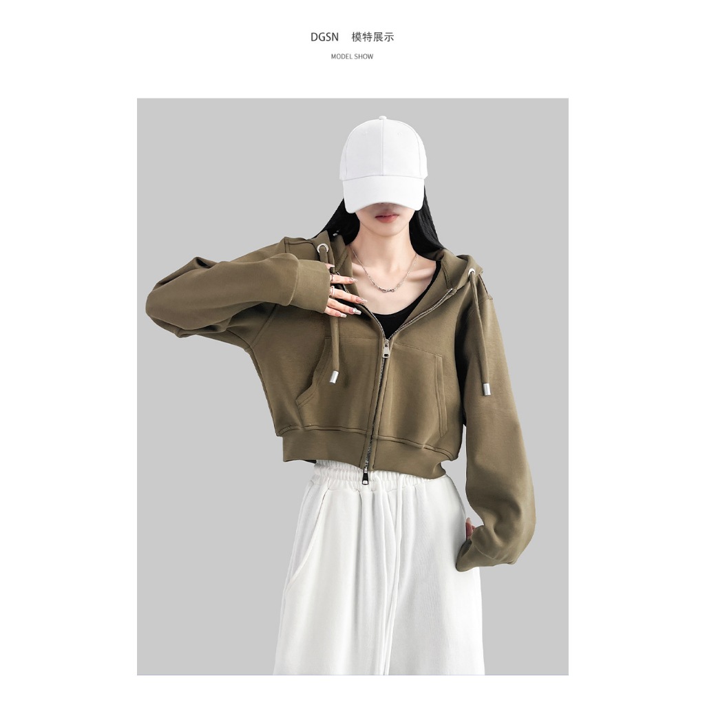 Áo Hoodie zip dây Form Croptop