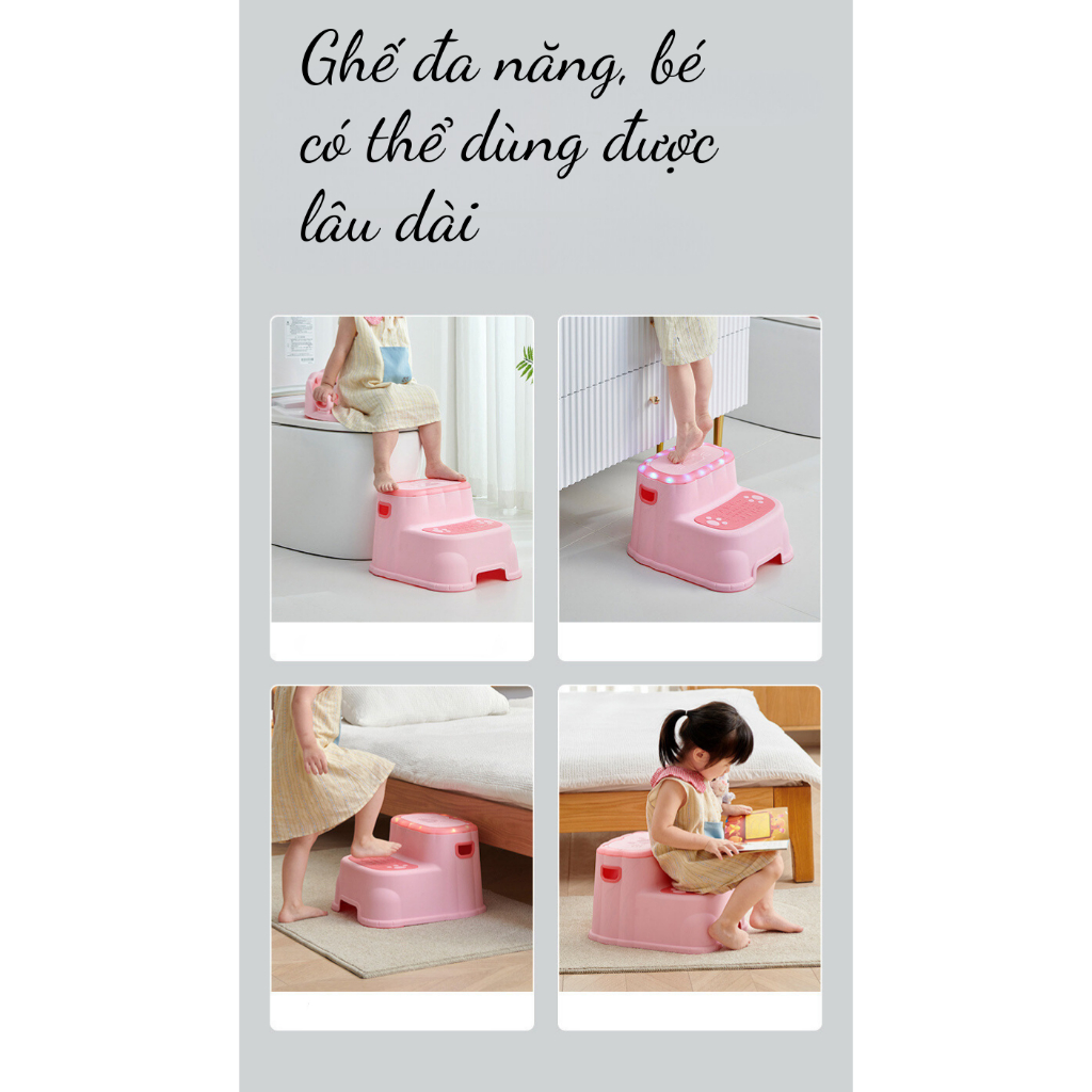 Ghế bậc thang cho bé đa năng, ghế kê chân Toilet cho bé để chân bồn cầu gác chân cho bé chống táo bón hình ngộ nghĩnh