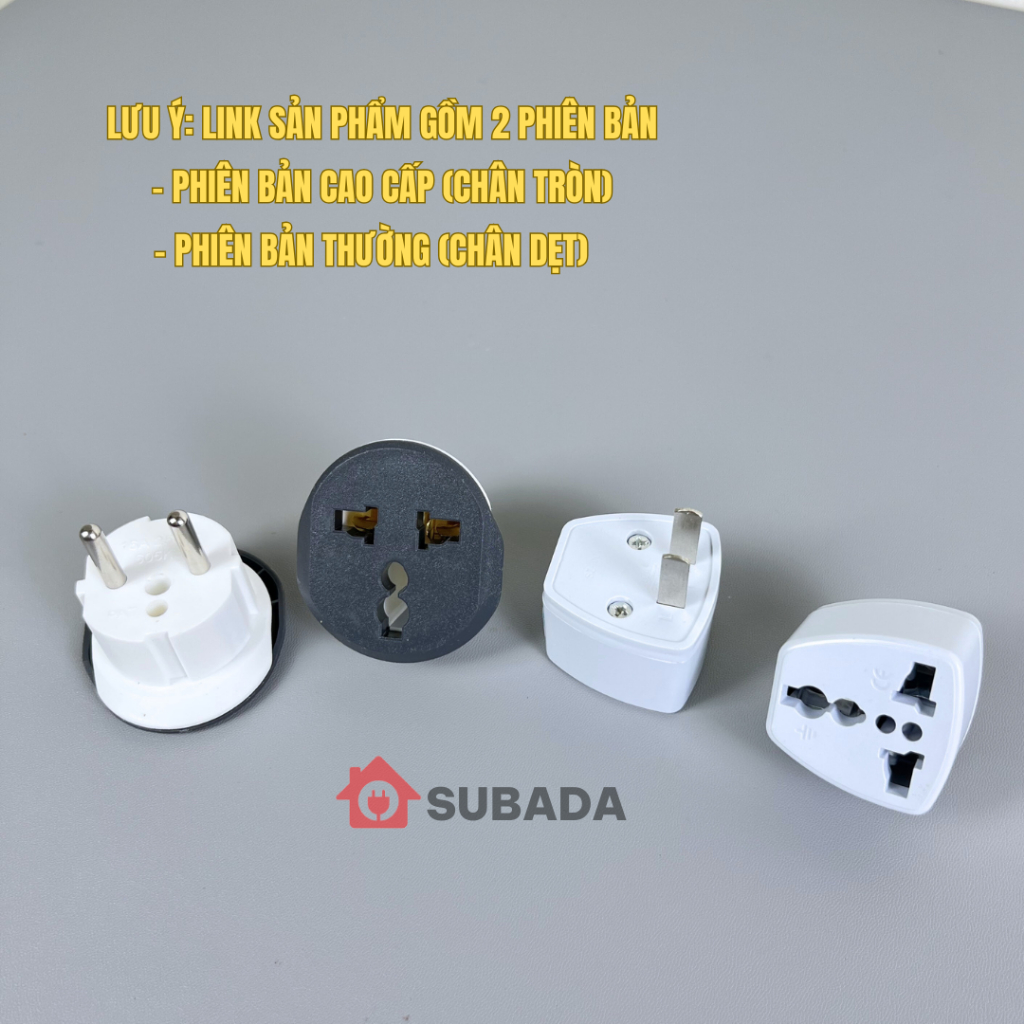 Ổ chuyển đổi 3 chấu về 2 chấu 2500-4000W chống cháy Subada Dùng với mọi chân cắm đa năng bảo hành 12 tháng OCD32N