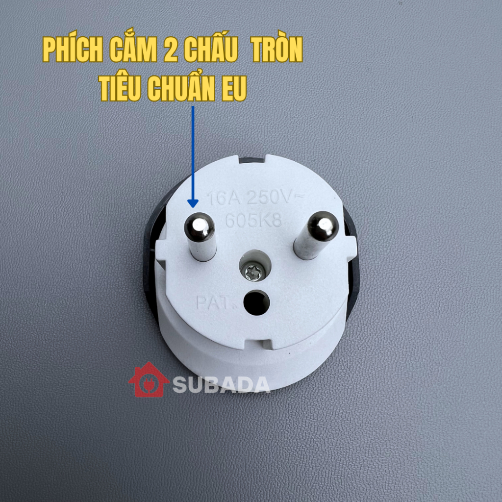 Ổ chuyển đổi 3 chấu về 2 chấu 2500-4000W chống cháy Subada Dùng với mọi chân cắm đa năng bảo hành 12 tháng OCD32N