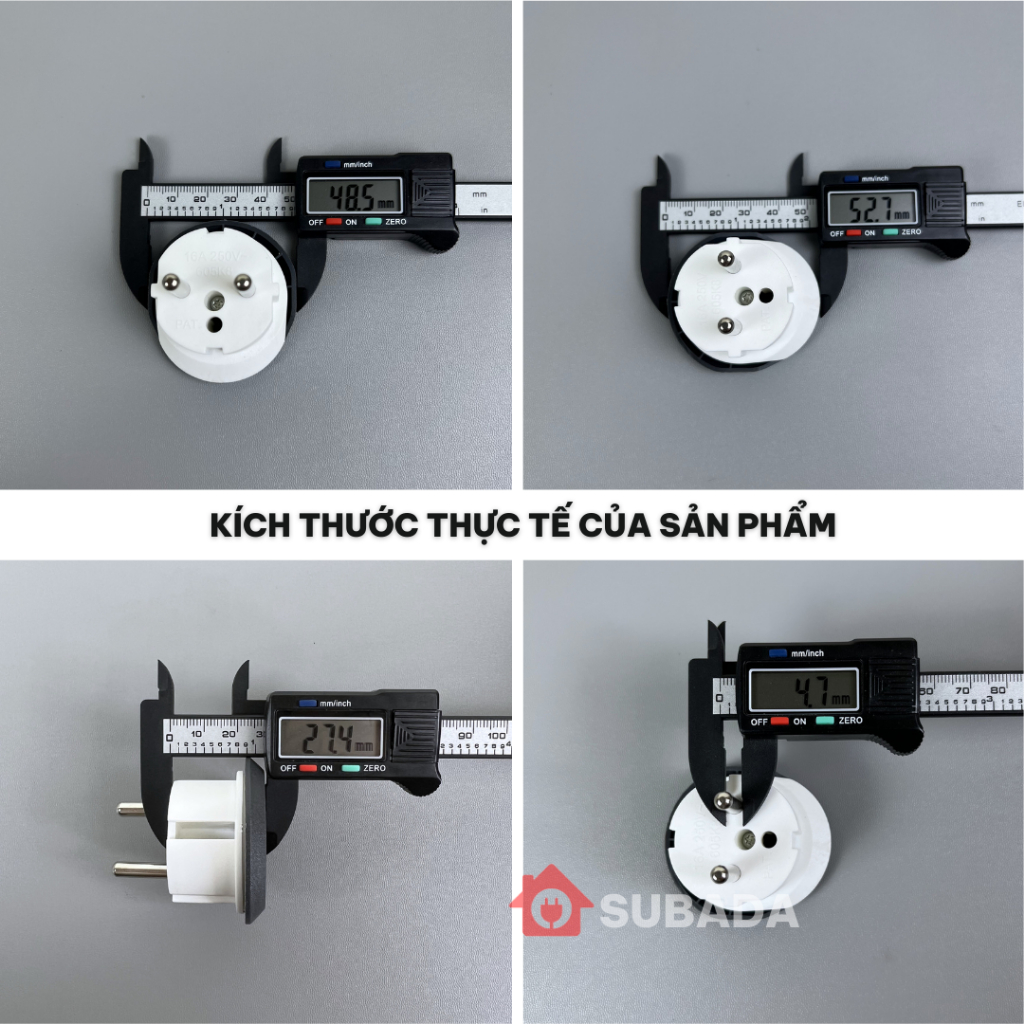 Ổ chuyển đổi 3 chấu về 2 chấu 2500-4000W chống cháy Subada Dùng với mọi chân cắm đa năng bảo hành 12 tháng OCD32N