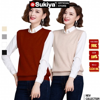 Áo Len GiLe Cổ Tròn Nữ SUKIYA Chất Len Lông Cừu Mềm Mịn Đủ Size Mẫu Mới Nhất 2023 AL53