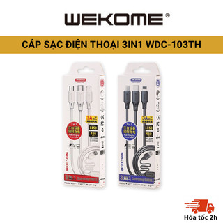 Cáp Sạc 3in1 WEKOME Chống Đứt Gãy tương thích mọi loại điện thoại iphone micro type C. Cổng USB