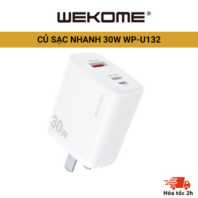 Củ Sạc Nhanh PD QC 3.0 30W U132 tích hợp 3 cổng USB-C  Dành cho mọi loại điện thoại 8/x/11/12/13/14 ,Cáp Sạc Nhanh