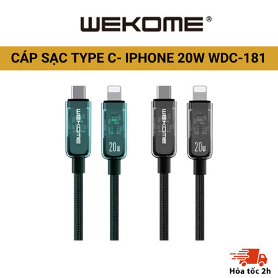 [TRONG SUỐT] Cáp sạc 20W 6A  , WK Design trong suốt WDC 181 siêu bền chống đứt cho IPh 7 8 x xs max 11 12 13 14 pro