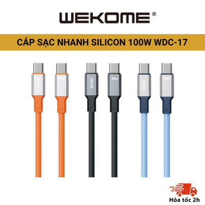 Cáp Sạc nhanh  , WDC-17 100W Silicon chống rối đàn hồi siêu bền - Tích hợp chip thông minh an toàn