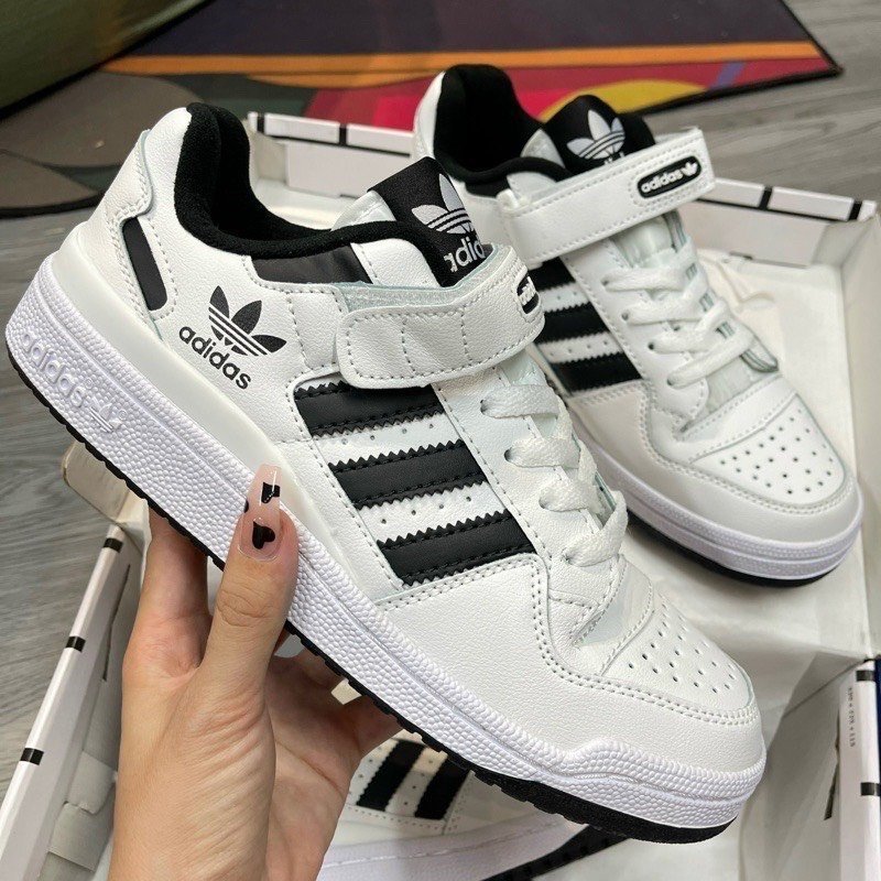 Giày Thể Thao AD Forum 84 Black White Forum Bassic Quai Dán Đen Trắng