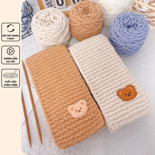 DIY Set nguyên liệu đan khăn Bông sữa mềm mại Thích hợp cho người mới bắt đầu đan nhanh[có video hướng dẫn]