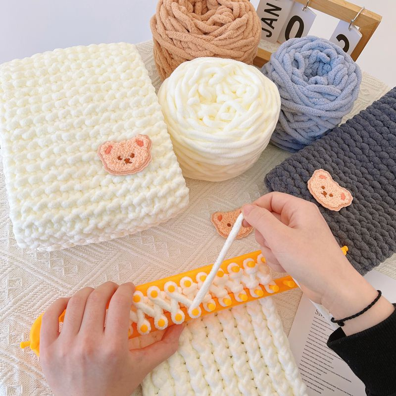 DIY Set nguyên liệu đan khăn Bông sữa mềm mại Thích hợp cho người mới bắt đầu đan nhanh[có video hướng dẫn]