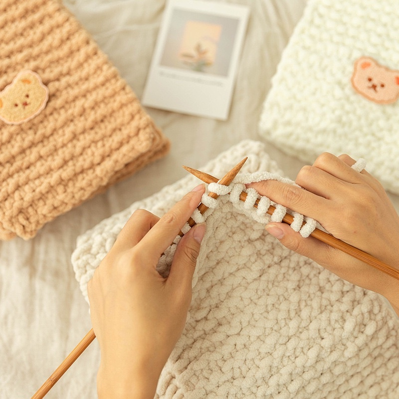 DIY Set nguyên liệu đan khăn Bông sữa mềm mại Thích hợp cho người mới bắt đầu đan nhanh[có video hướng dẫn]