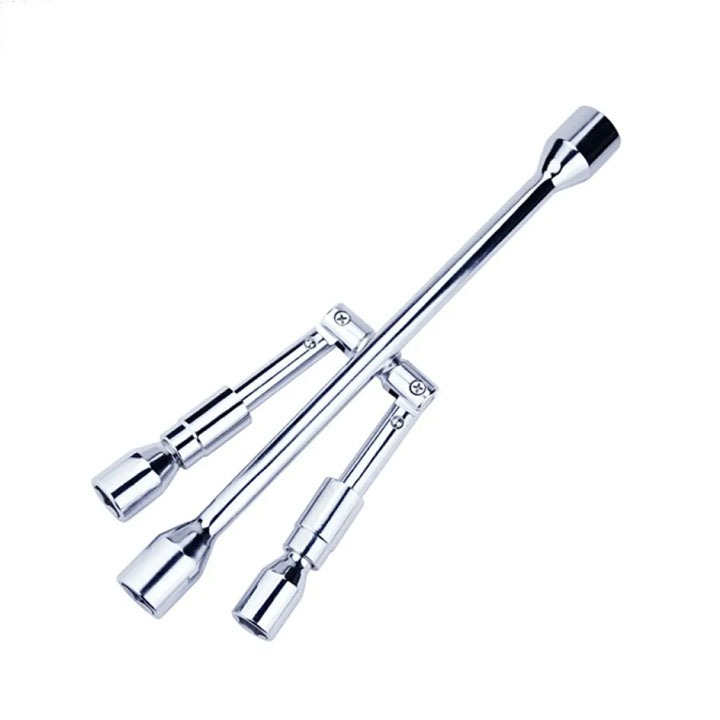 Bộ cờ lê 4 đầu gấp chéo thay lốp, cờ lê đa năng tháo bánh xe hơi