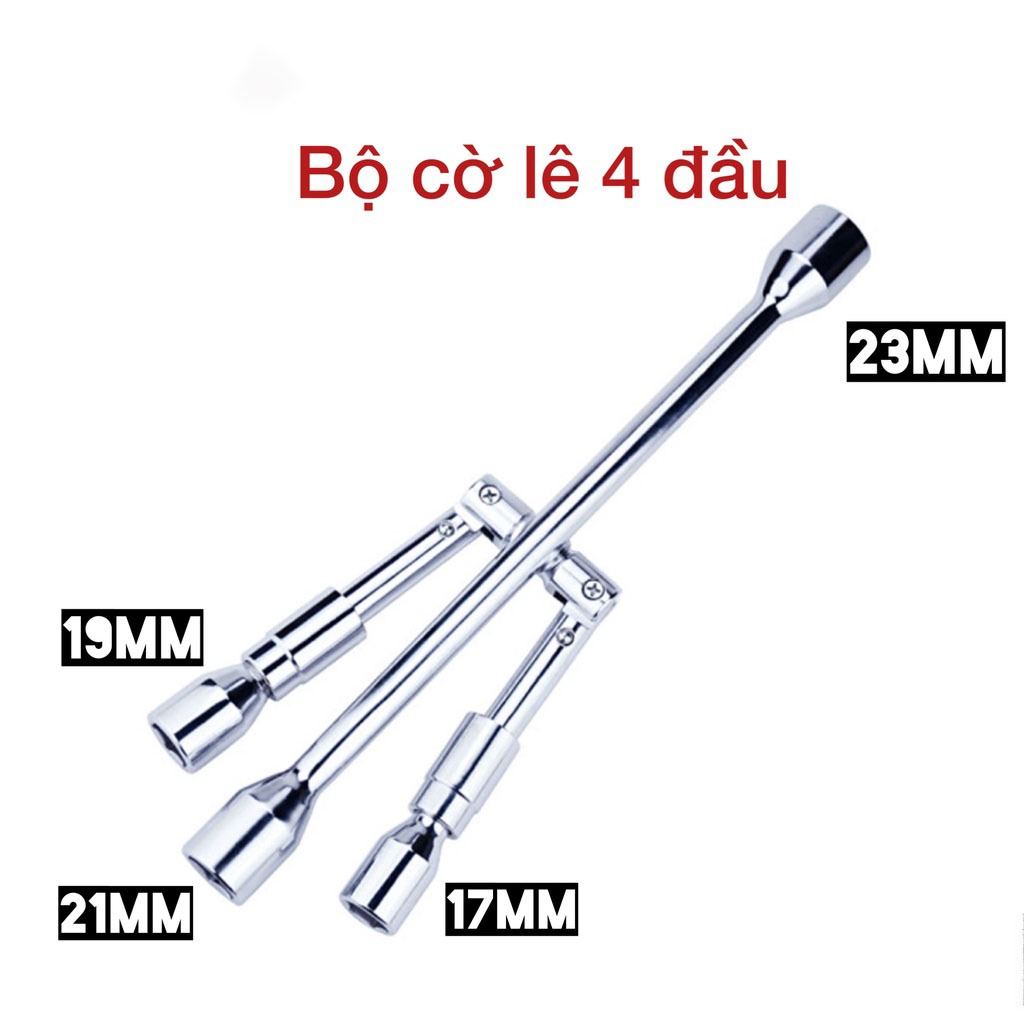 Bộ cờ lê 4 đầu gấp chéo thay lốp, cờ lê đa năng tháo bánh xe hơi