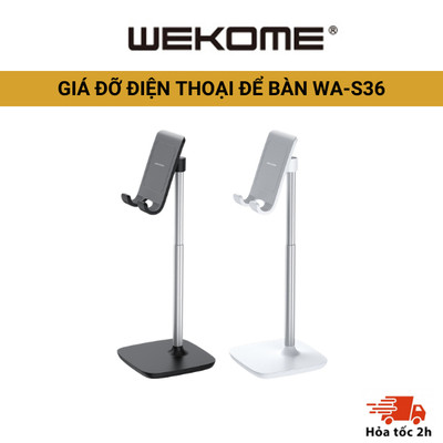 Giá đỡ điện thoại để bàn  , WAS36 Khung PC/ABS, căn chỉnh góc nghiêng 5 - 45 độ có đệm silicon bảo vệ