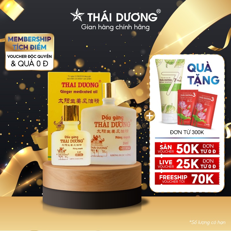 Dầu gừng Thái Dương 6ml/24ml giảm đau mỏi vai gáy, xoa bóp cơ thể - Sao Thái Dương