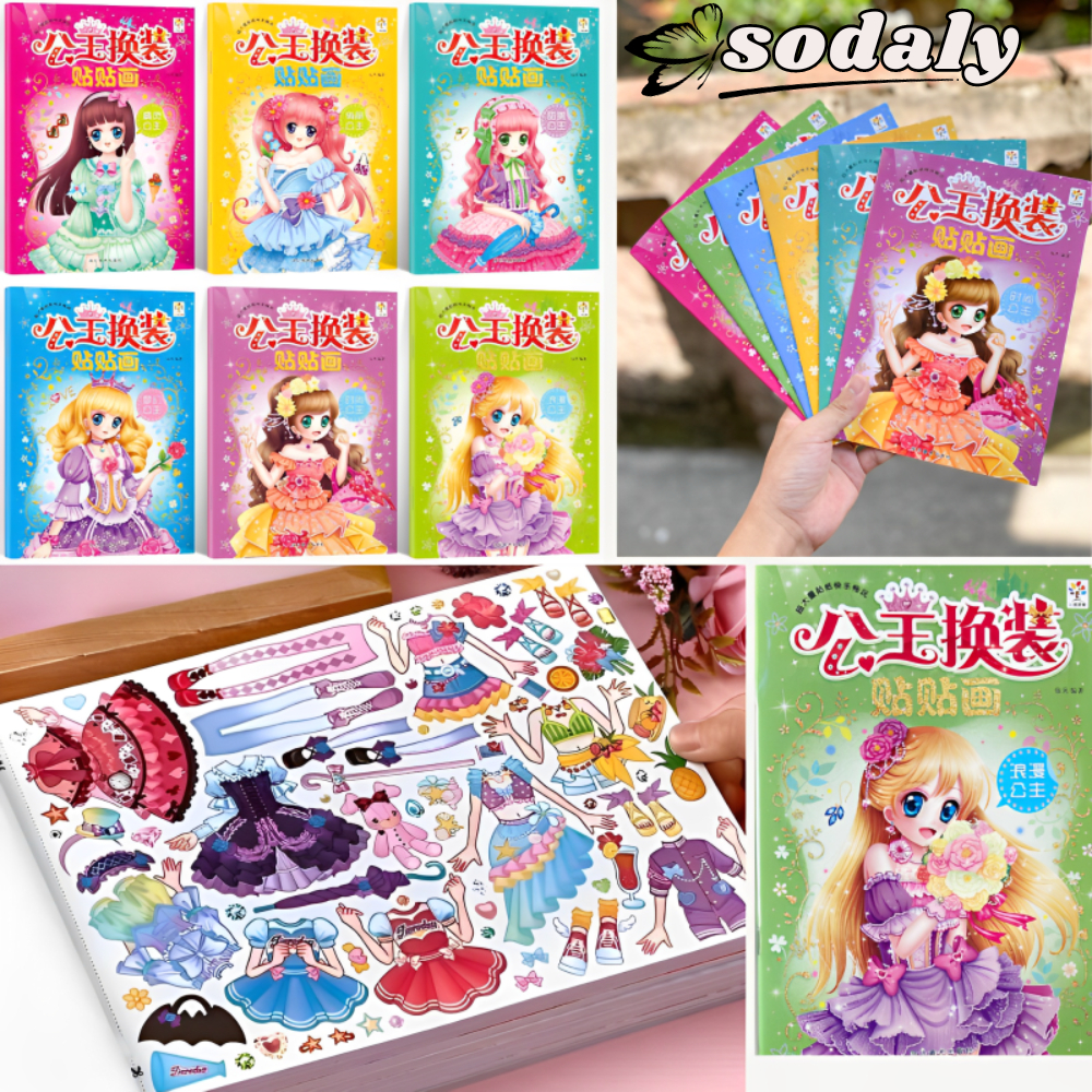 Set bộ 6 quyển sách bóc dán sticker công chúa siêu xinh cho bé
