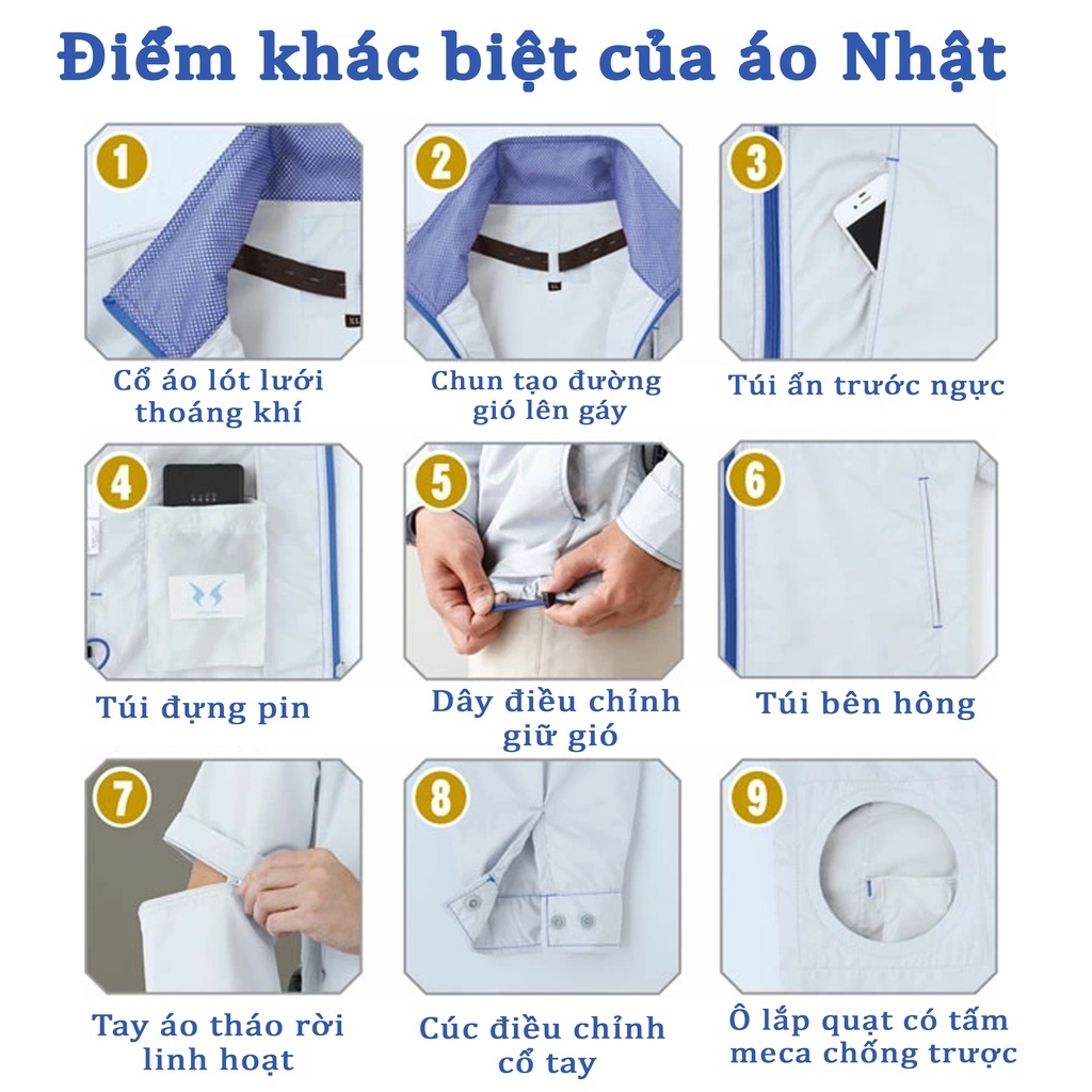 Thanh lý áo điều hoà rời không kèm pin quạt nội địa Nhật Bản ku91620