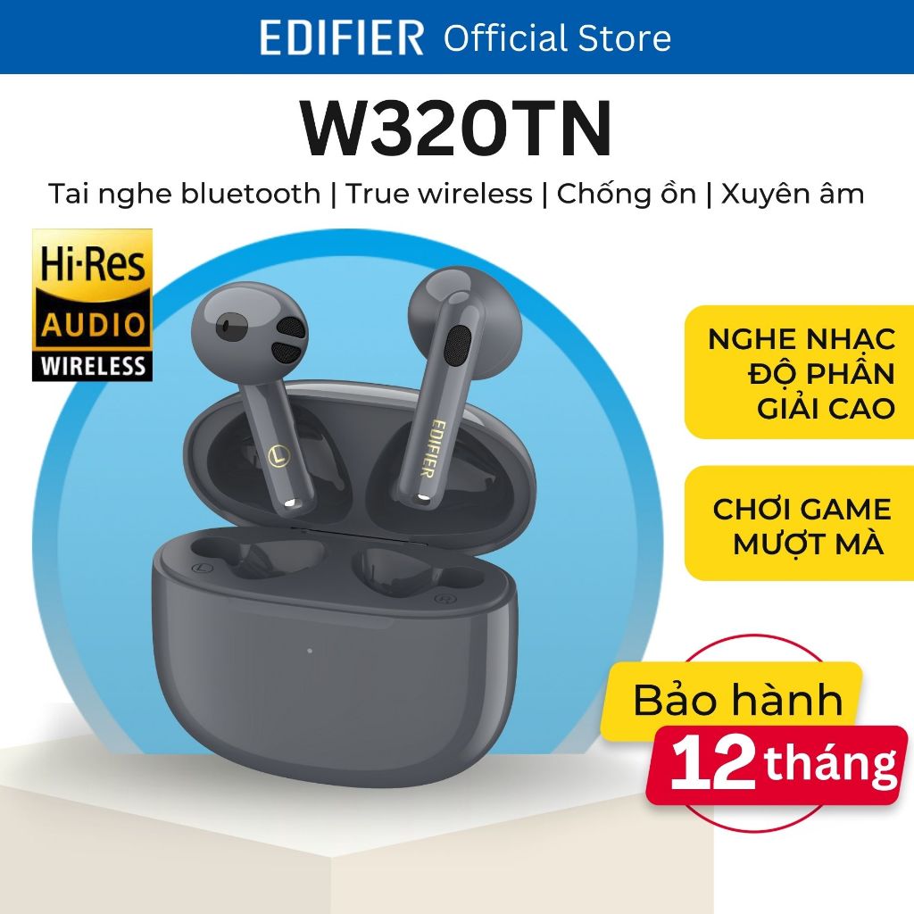 Tai nghe bluetooth Edifier W320TN Chống ồn chủ động ANC Nghe nhạc chất lượng cao Hires Audio - Hàng chính hãng