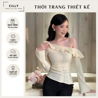 Áo thun nữ trễ vai tay dài xòe tiểu thư cilly.studio A07 áo trễ vai kiểu tiểu thư nữ tay loe thời trang thiết kế