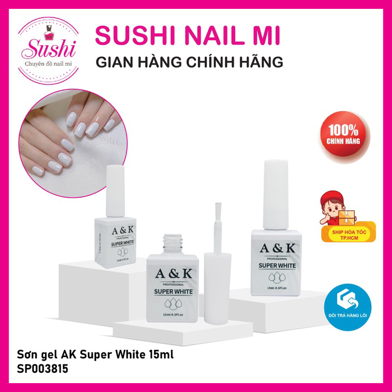 Sơn gel AK super trắng đen lên màu chuẩn 15ml - Sushi nail mi