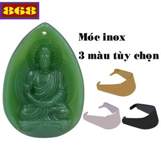 Mặt dây chuyền phật Dược Sư Như Lai đá xanh lá 4cm - Tặng kèm móc inox