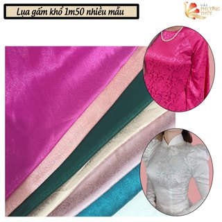 Vải lụa gấm MÀU 2 Phượng Thúy may áo dài đồ bộ bà ba, họa tiết dệt sang trọng, co giãn mềm mịn khổ ngang 1m50