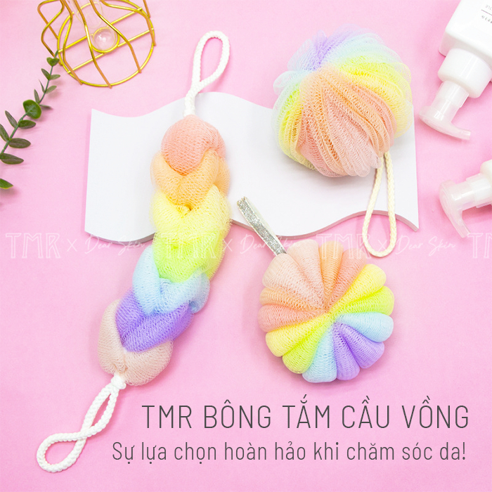 Bông Tắm Lưới TMR Bath Sponge  Cầu Vồng Siêu Mềm Lưới Chắc Chắn Dày Dặn,Tạo Bọt Dễ Dàng