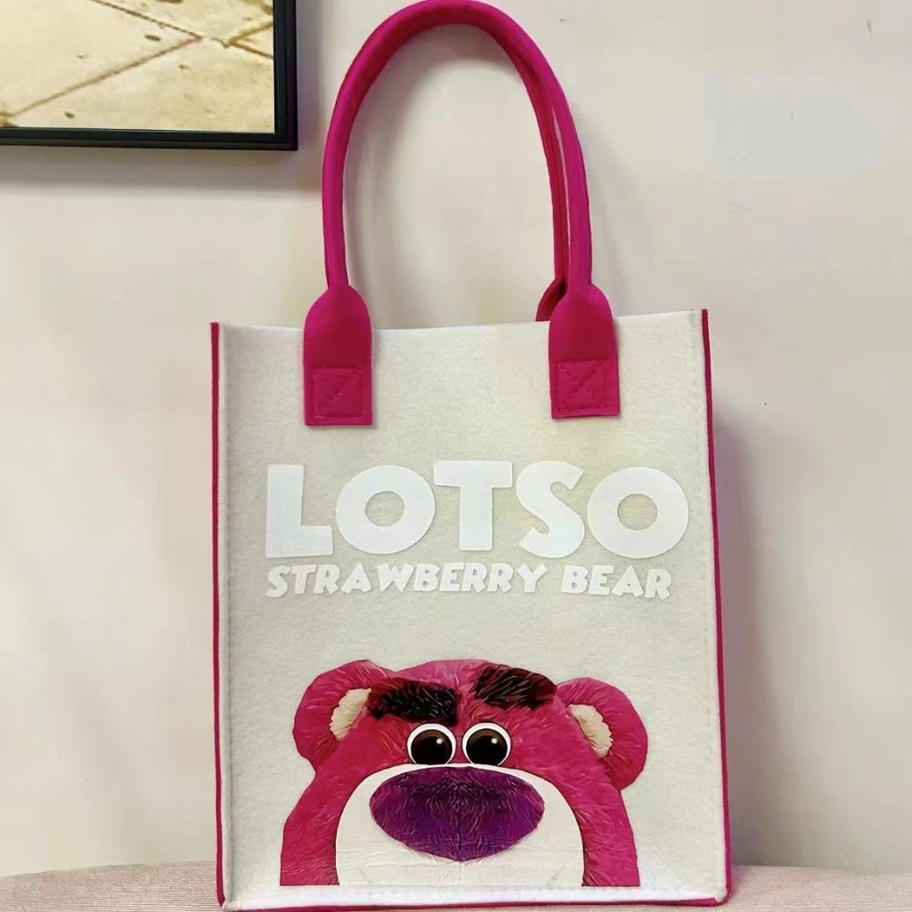 Túi đựng hộp cơm hoạt hình nhiều mẫu quai xách, túi vải tote in hình