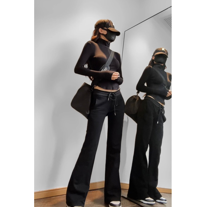 Quần loe chất nỉ hottrend. hách dáng, có rây rút eo. quần loe nữ hót 2023