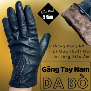Găng Tay Da Bò Kéo Khóa Nam Màu Đen Đi Mưa Thoải Mái, Dễ Lái Xe - Không Bong, Không Nổ - Bảo Hành Da Thật 5 Năm