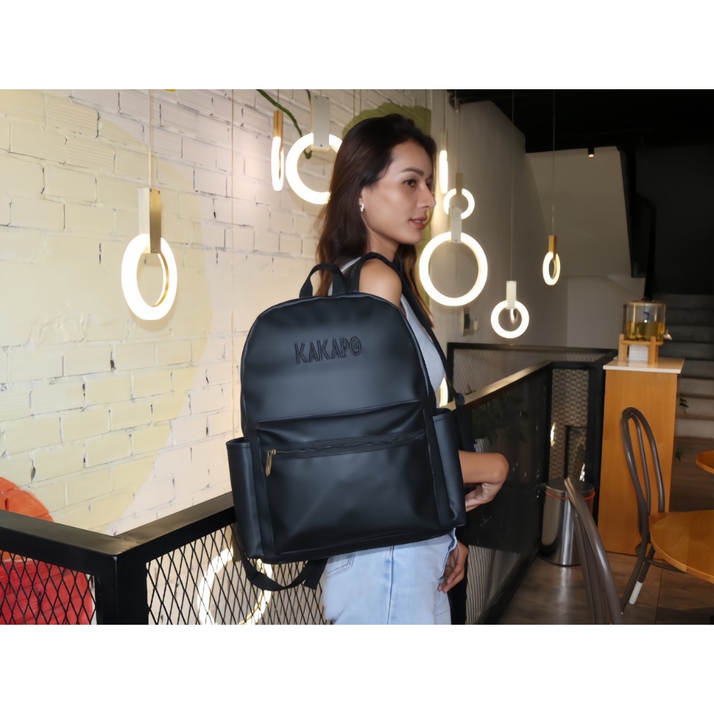 Balo DA Unisex thời trang chống nước họa tiết thêu KAKAPO BLD004