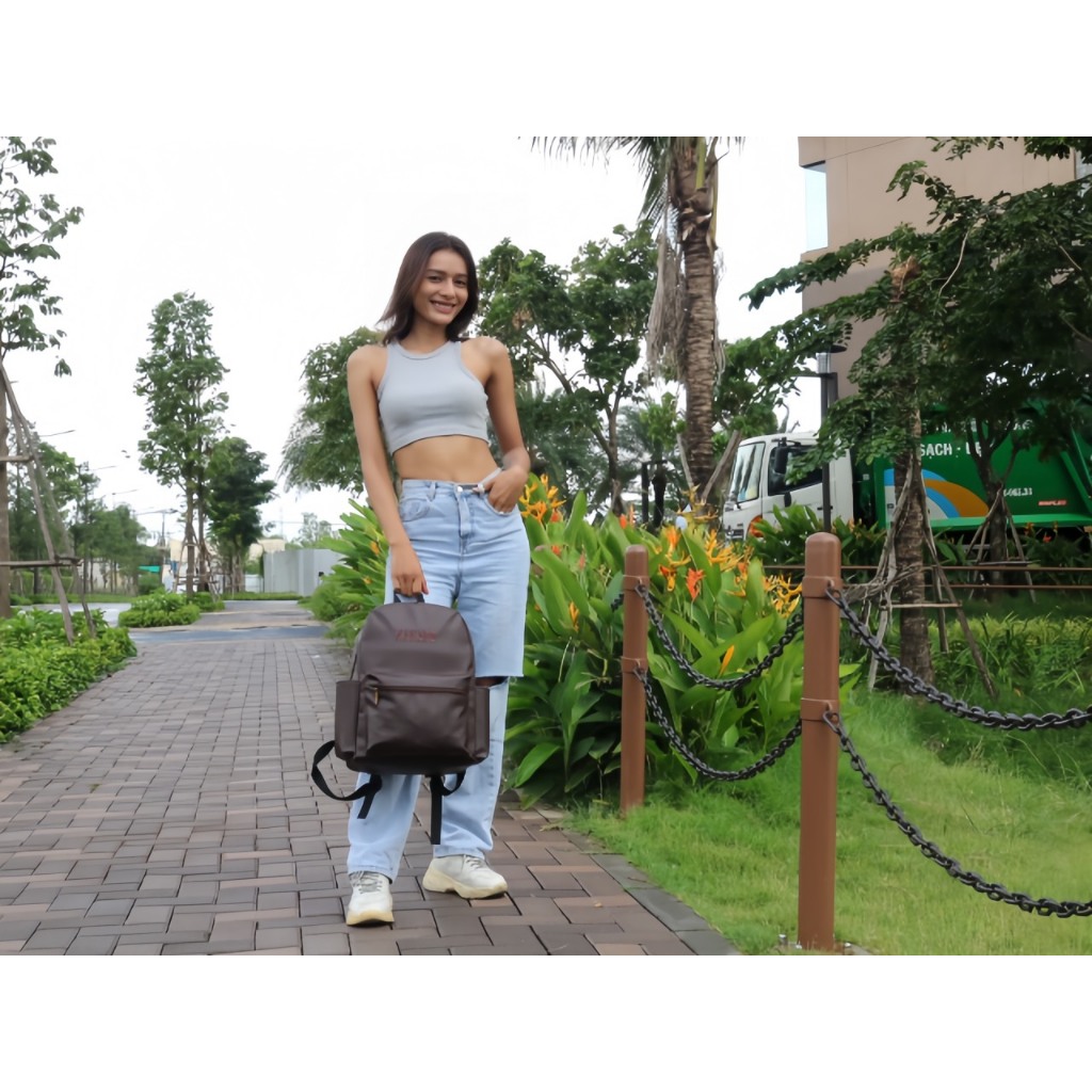 Balo DA Unisex thời trang chống nước họa tiết thêu KAKAPO BLD004