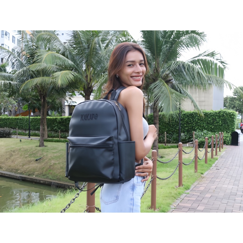 Balo DA Unisex thời trang chống nước họa tiết thêu KAKAPO BLD004