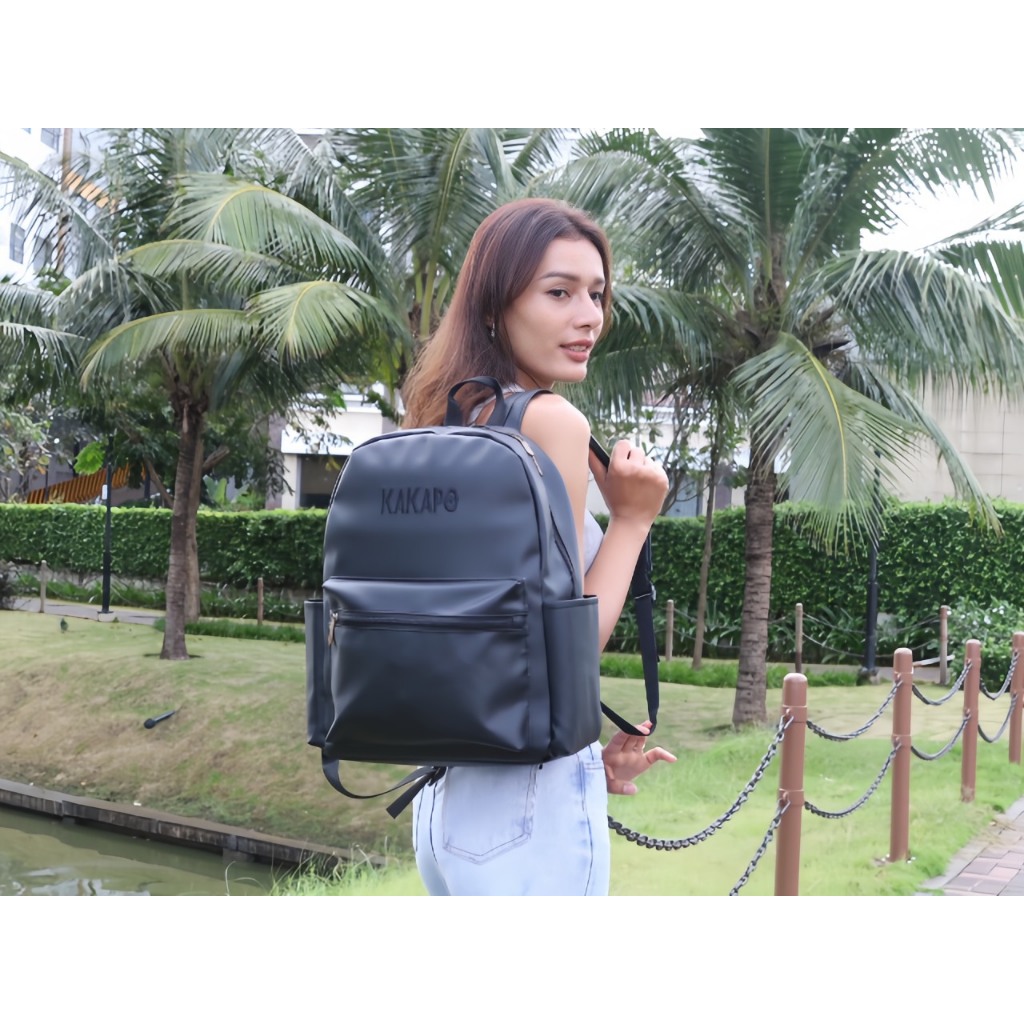 Balo DA Unisex thời trang chống nước họa tiết thêu KAKAPO BLD004