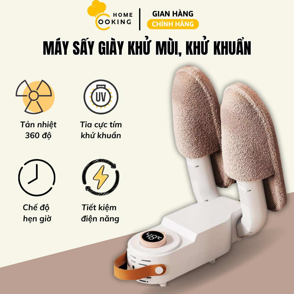 Máy Sấy Giày Cao Cấp, Làm Khô, Khử Mùi, Tia Cực Tím Khử 99% Vi Khuẩn Thông Minh