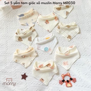 Set 5 yến xô morry 4 lớp chất muslin organic mềm mại cho bé