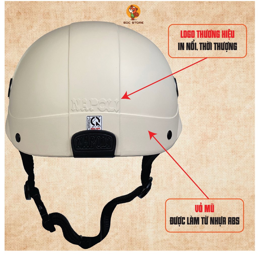 Mũ bảo hiểm Lưỡi Trai Napoli thời trang cao cấp chính hãng Sóc Store Vietnam