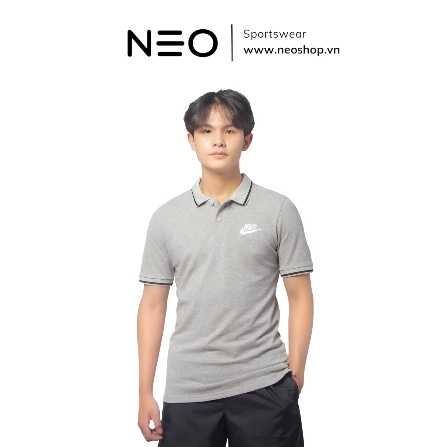Áo Thun Polo Nam Thể Thao Nike Sportwear Lined Casual Polo Shirt - Đen / Xám