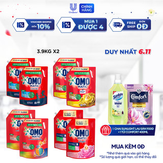 Combo 2 Túi Nước giặt OMO Matic Cửa trên 3,6kg/3,9Kg/túi