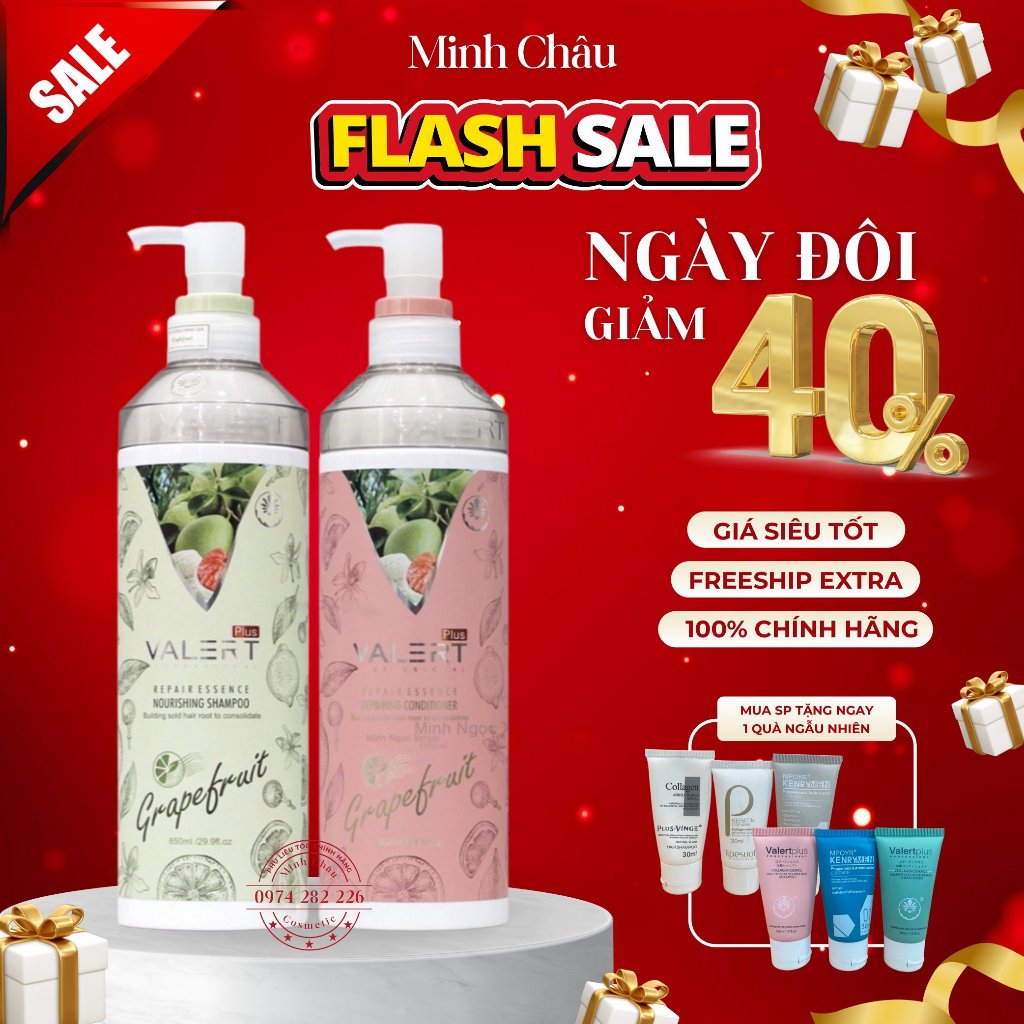 CẶP GỘI XẢ BƯỞI Grapefruit Valert 850ml kích Thích Mọc Tóc, Nuôi Dưỡng Chống Rụng Tóc