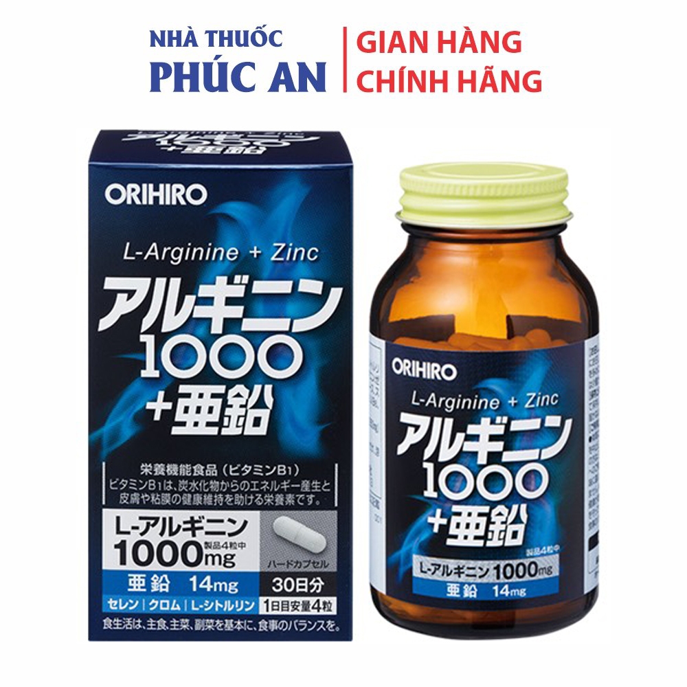 Viên uống tăng cường sinh lý nam giới L-Arginine 1000mg và Zinc Orihiro Nhật Bản 120 viên