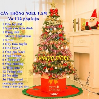 Cây thông Noel 1m5 tán dày đầy đủ phụ kiện - Cây thông trang trí Giáng Sinh